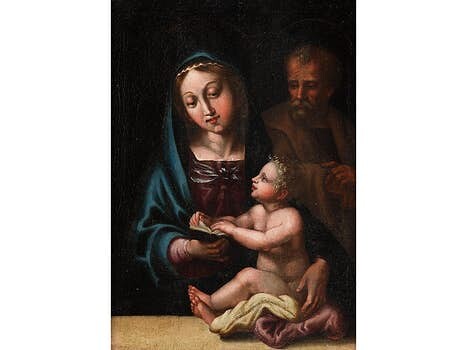 Italienischer Maler des ausgehenden 16./ beginnenden 17. Jahrhunderts, nach Pierino del Vaga (1501-1547), DIE HEILIGE FAMILIE