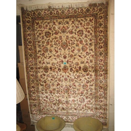 Ivory Ground Kashmir Rug with Tree of Life Pattern - made on...