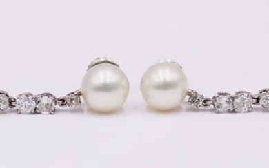 JEWELRY. Pearl and Diamond Drop Earrings.