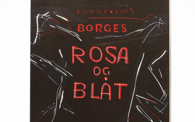 JORGE LUIS BORGES' PINK AND BLUE WITH SIX COLOURED LINOLEUM CUTS BY MATURE KOLKJAER.