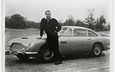 James Bond Sean Connery With Aston Martin DB5 During The Filming For 'Goldfinger', 1964