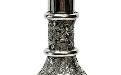 Japanese 950 Silver Overlay Glass 4 Chamber Decanter