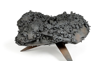 Jens-Flemming Sørensen: Composition. Unsigned. A cast iron sculpture. H. 35. L. 65. W. 60 cm.