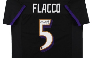 Joe Flacco Authentic Signed Black Pro Style Jersey Autographed BAS Witnessed
