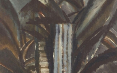 John Houston OBE RSA, Scottish 1930-2008 - The Waterfall, Nikko, 1988; oil on canvas, signed and dated lower left 'John Houston 1988', 87 x 91.5 cm (ARR)