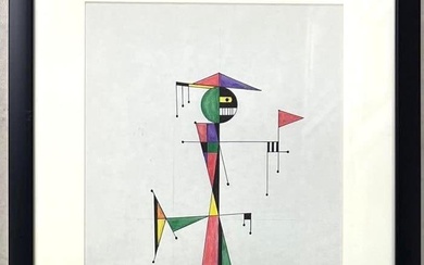 Jose Maria Mijares (1921-2004) Cuban, Framed watercolor and Ink on...