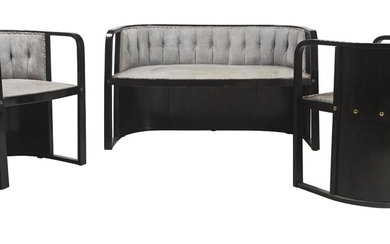 Josef Hoffmann, two armchairs and a settee, model number: 421, designed in 1905/06