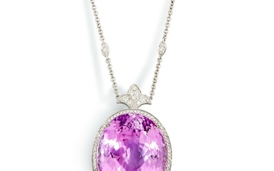 Kunzite and Diamond Pendent Necklace | 114.04克拉 天然紫鋰輝石 配 鑽石 項鏈