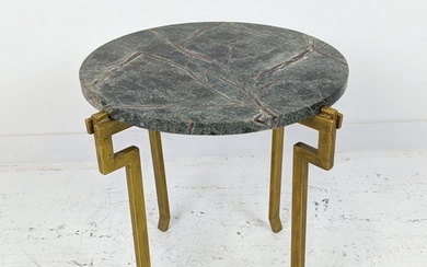 LAMP TABLE, with a circular green marble top on gilt metal l...