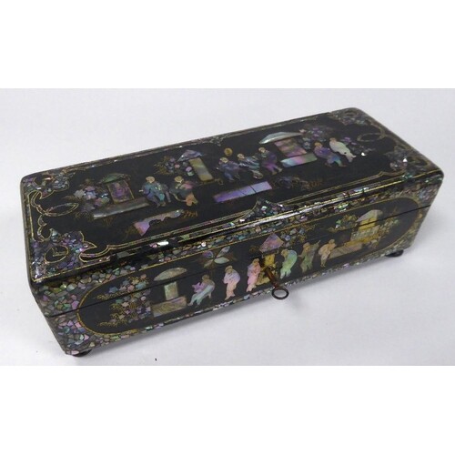 LATE NINETEENTH CENTURY BLACK LACQUERED AND MOTHER OF PEARL ...