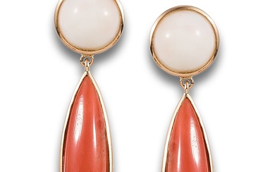 LONG CORAL EARRINGS, IN YELLOW GOLD