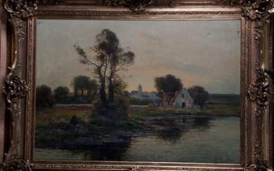 LORIN (1815-1882) « Village au soleil couchant... - Lot 42 - Osenat