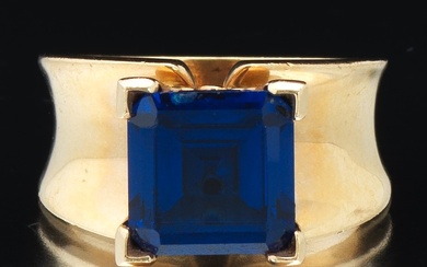 Ladies' Gold and Blue Stone Ring