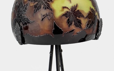 Lampe de table décorative à 1 pied ; abat-jour en forme de champignon en verre...