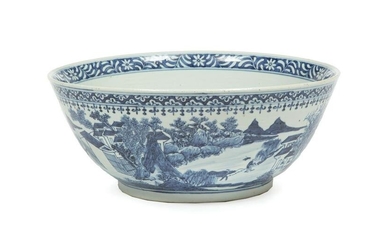 Large Chinese Blue and White Porcelain Bowl