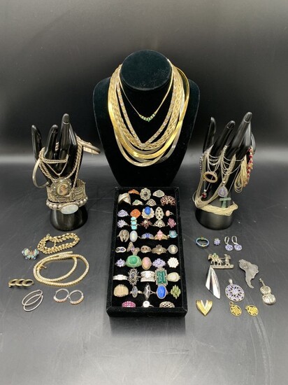 Large Estate Lot of Sterling & Gemstone Jewelry