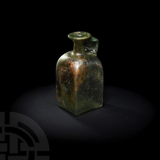 Large Roman Glass Rectangular-Sided Wine Flask