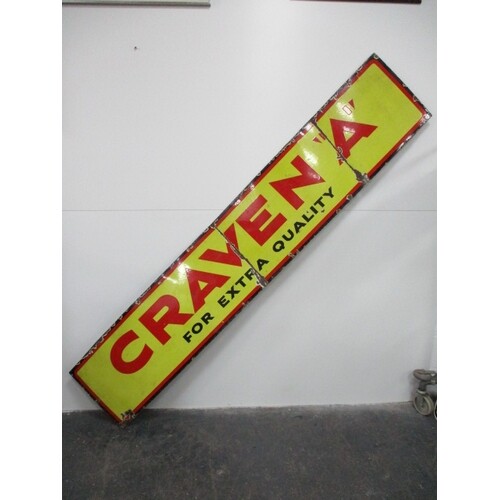 Large Vintage Enamel "Craven 'A'" sign L:244cm H:46cm
