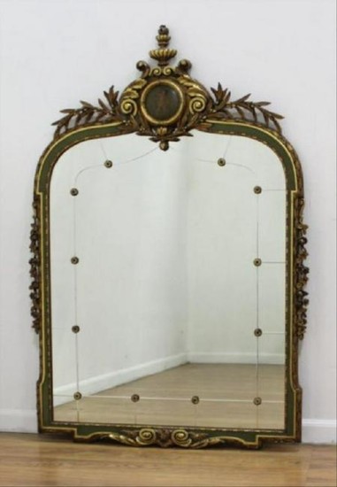 Late 19Th C. Carved Gilded Figural Mirror 55"H