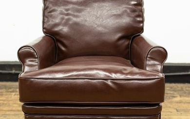 Leather Rolled Arm Club Chair