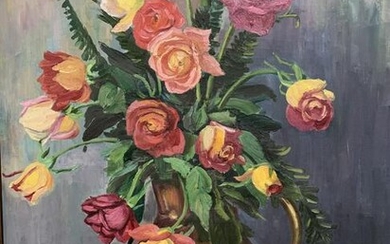 Lionel Fielding Downes Oil Canvas Still Life Roses