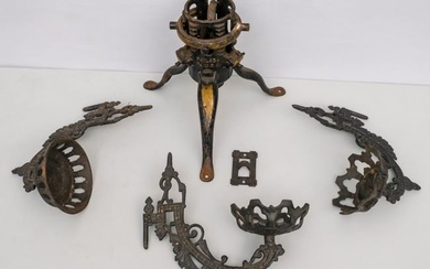 Lot of Cast Iron Sconces & Christmas Tree Stand