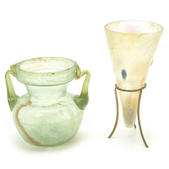 Lot of Two Ancient Roman Glass Vases.