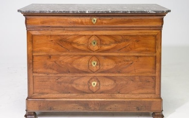 Louis Philippe Style Marble Top Walnut Chest #2