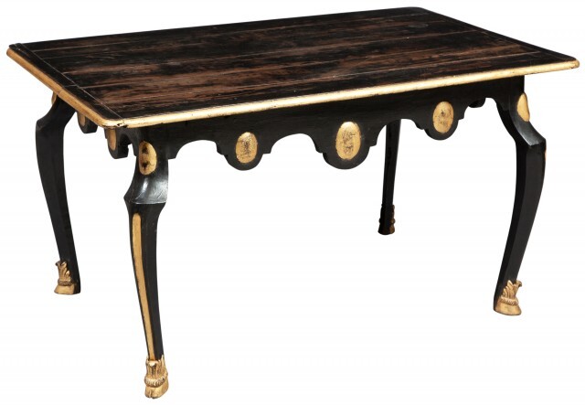 Louis XV Provençal Black-Stained and Parcel-Gilt Low Table