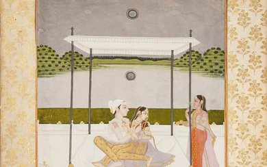 Lovers on a terrace, Oudh, North India, late 18th century,...