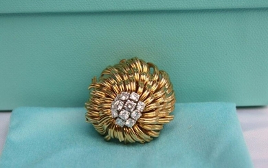MAGNIFICENT FRENCH TIFFANY & CO 18K GOLD DIAMOND BROOCH