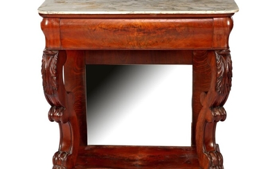 (-), Mahogany veneer trumeau with drawer, decorated legs,...