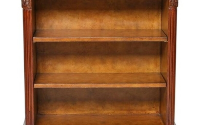 Maitland Smith Open Bookcase with Tooled Leather Top
