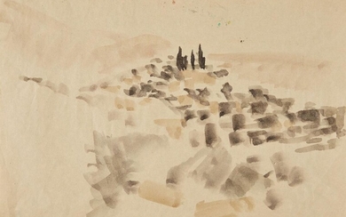 Manolis Calliyannis, Greek 1932-2010 - Lesbos, 1955; watercolour on paper, signed, titled and dated on the reverse 'Manolis Calliyannis, Lesbos 1955', 36.7 x 50 cm (unframed) (ARR) Provenance: with Gimpel Fils, London, GF17877 (according to the...