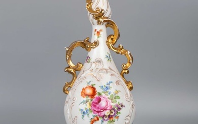 Meissen Porcelain Hand Painted Gilt Vase