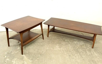 Mid-Century Modern Lane Wood Inlay Coffee & Side Table