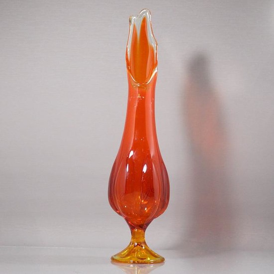 Mid-Century Modern Orange to Amber Flower Form Vase