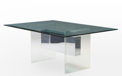 Mid Century Modern Style Glass Top Table with Lucite Legs, Mid to Late 20th C.