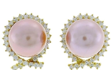 Mikimoto Pearl Diamond Yellow Gold Earrings