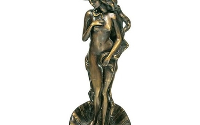 Modern Bronze Nude Venus Statue after S Botticelli