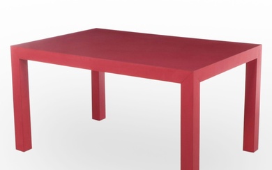 Modernist Red Laminate Parsons Dining Table, Late 20th Century