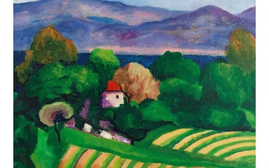 Moïse Kisling, 1891 Krakau – 1953 Sanary-sur-Mer, Landschaft bei Saint Tropez, 1918