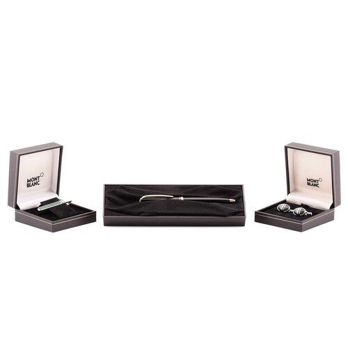 Montblanc - A rollerball pen, a pair of cufflinks and matchi...