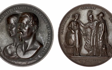 Napoleon III and Eugenie, Visit to the City of London, AE Medal, 1855, by B. Wyon, NAPOLEON III...