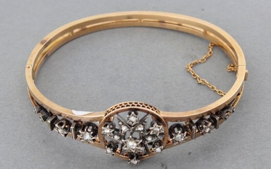 Napoleon III period gold and silver opening rigid bracelet enriched...