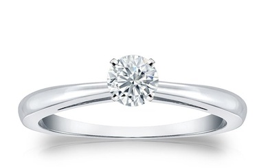 Natural 0.33 CTW Diamond Solitaire Ring 18K White Gold