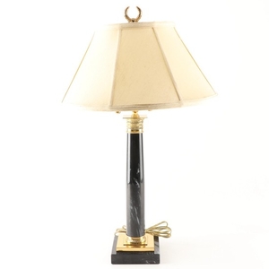 Neoclassical Black Marble And Brass Table Lamp, Mid to Late 20th Century