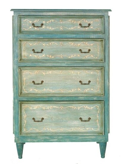Neoclassical-Style Polychromed Tall Chest
