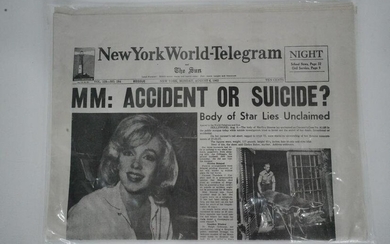 New York World Telegram Marilyn Monroe Newspaper