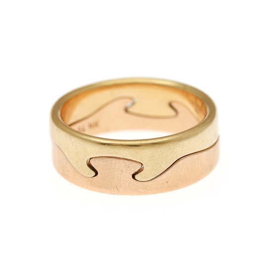 Nina Koppel: A “Fusion” ring of 18k gold and rose gold. Total weight app. 10.5 g. Size 56. For Georg Jensen after 1945. (2)